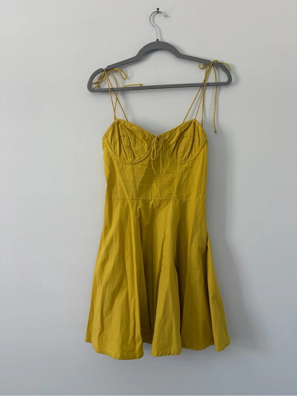 Cleobella Lennon Tie Strap Sleeveless Corset Cotton Mini Dress Golden Yellow S - Picture 3 of 10